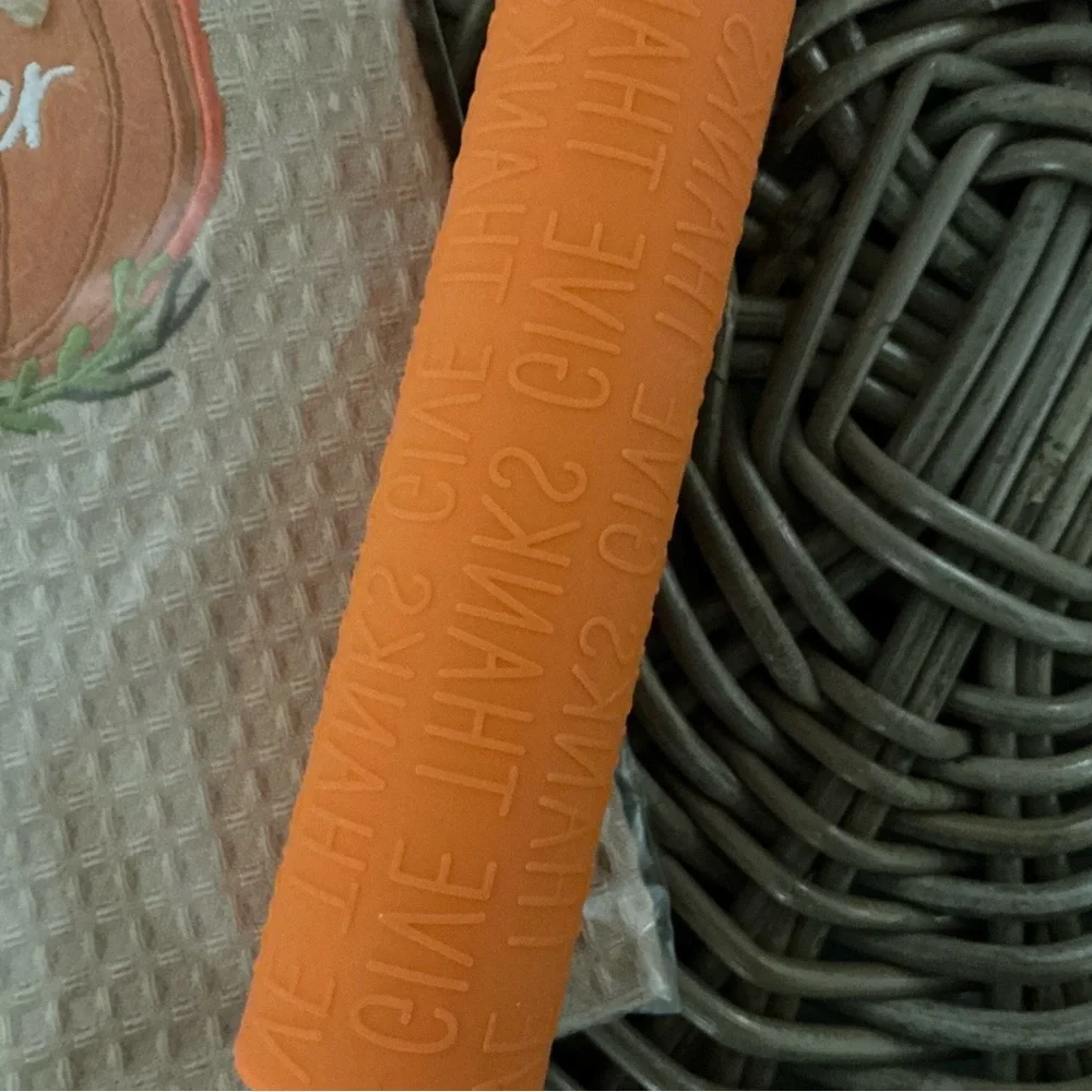 NWT Mud Pie Set of Gather Embroidered Pumpkin Towel and Rolling Pin Set